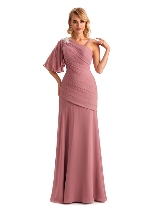 Anahi One-Shoulder Chiffon Dress