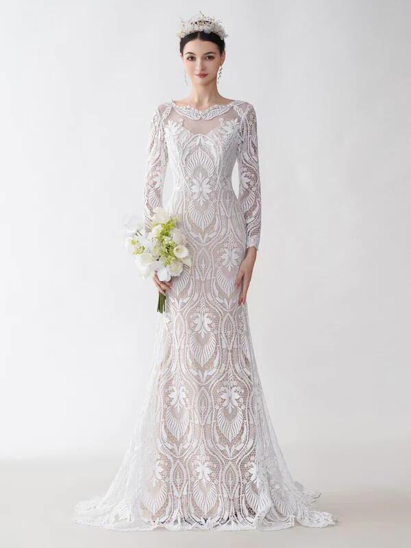 Julie Long Sleeves Lace Wedding Dresses