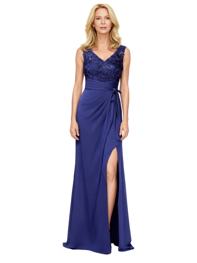 Falan Plus Size V-Neck Chiffon Dress