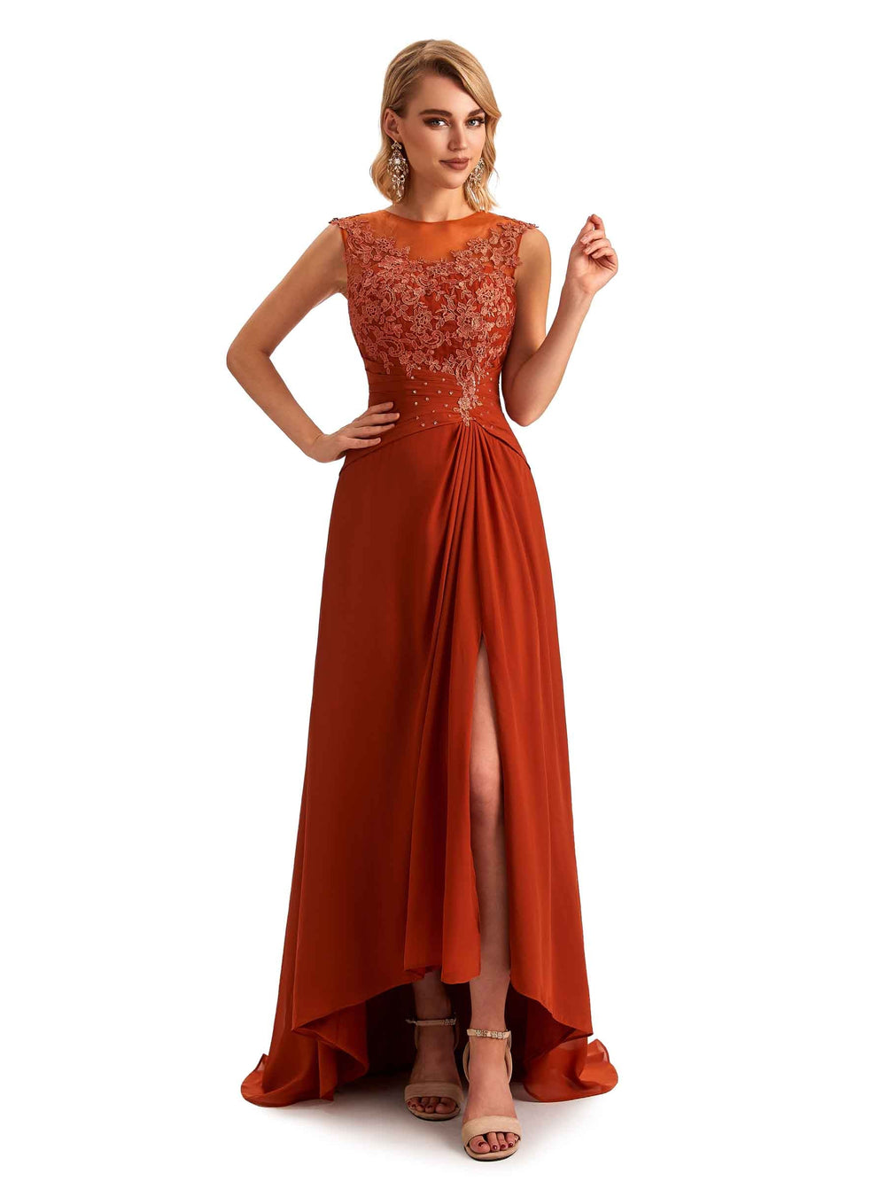 Cristal Side Slit Chiffon Dress