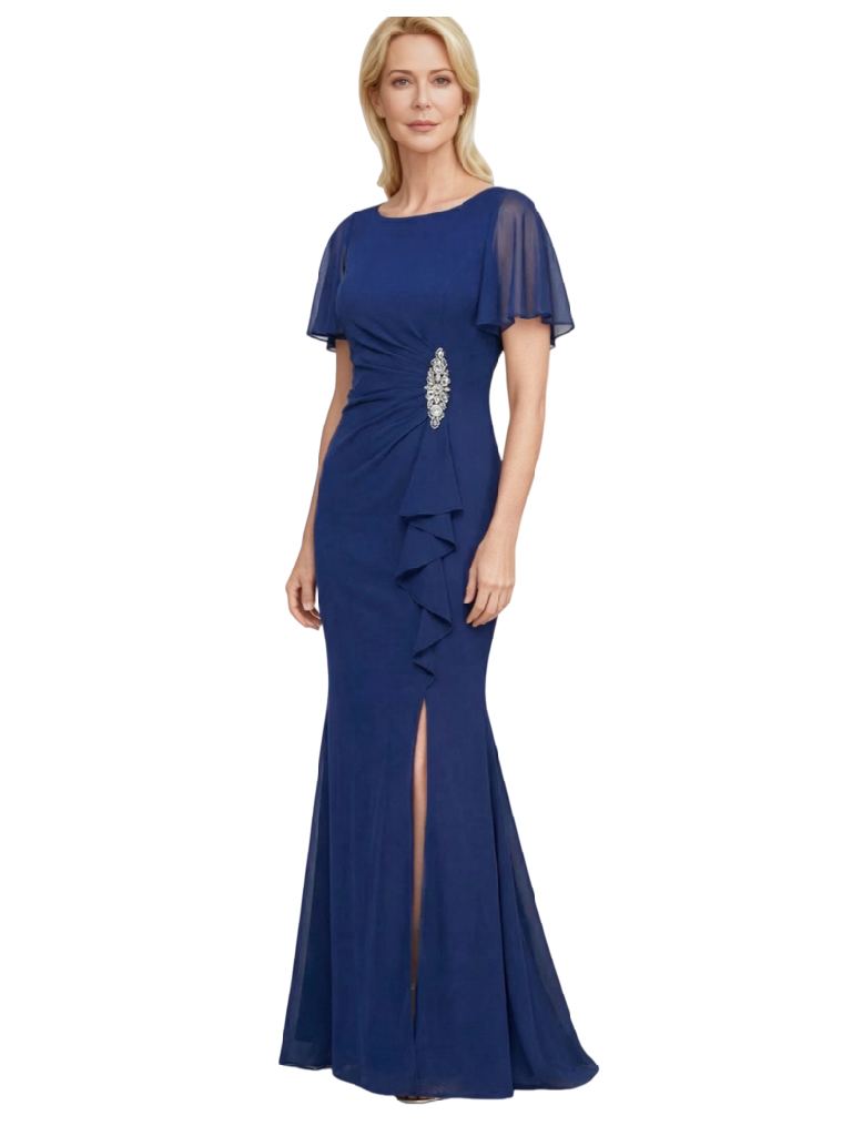 Garrett Plus Size Side Slit Chiffon Dress