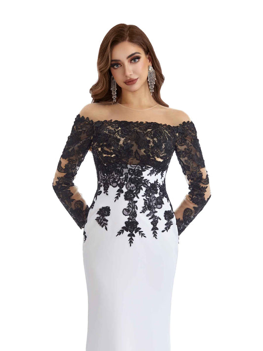 Long Sleeves Satin Dress-Sage