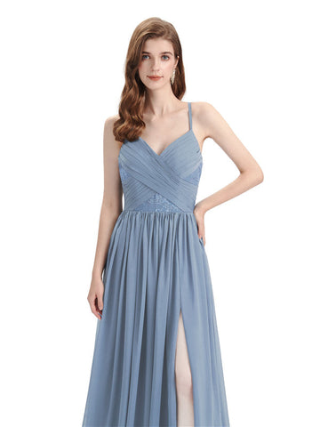 Spaghetti Straps Chiffon Dress-Cocktail