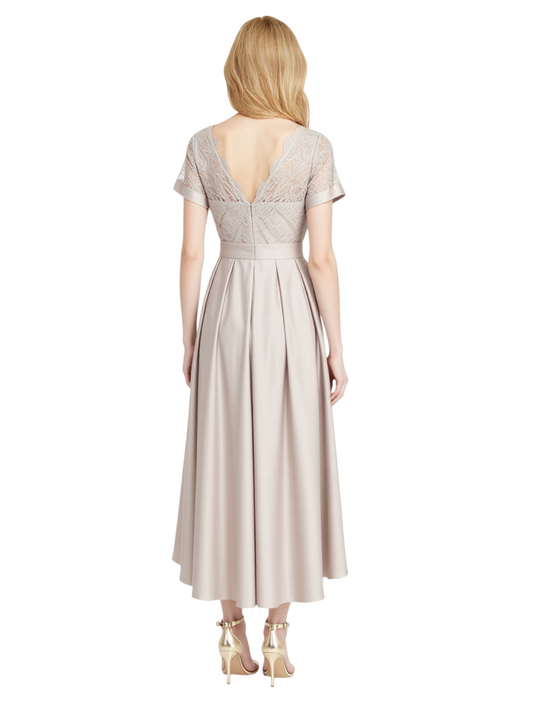 Tea-Length A-Line Satin Dress