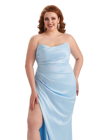 Plus Size Strapless Satin Dress
