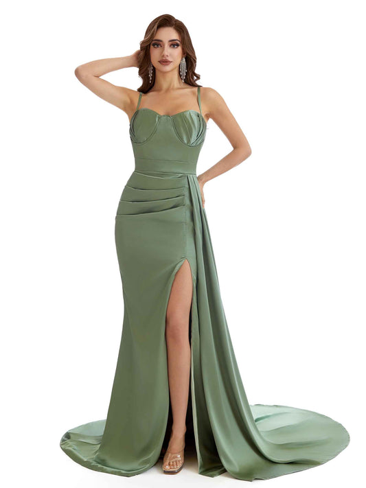 Ghia Side Split Satin Dress