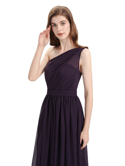 One Shoulder Chiffon Dress