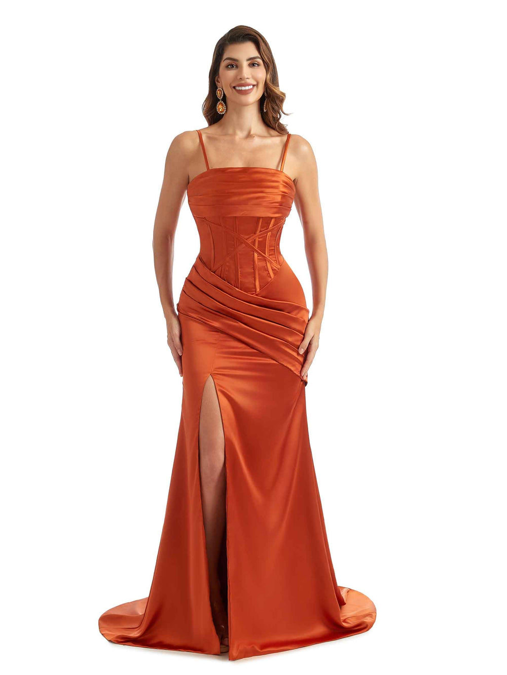 Nola Side Split Satin Dress