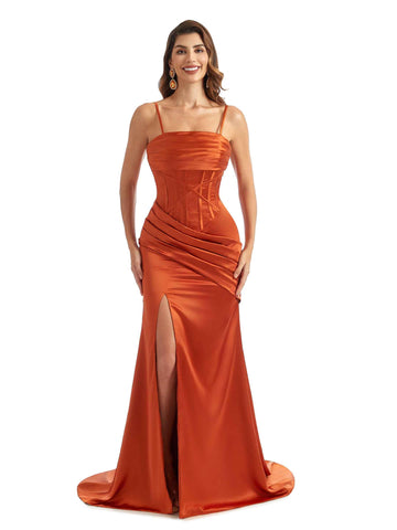 Nola Side Split Satin Dress