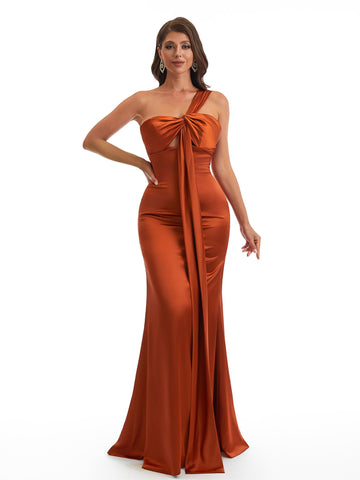 Feiliah Country One Shoulder Satin Dress