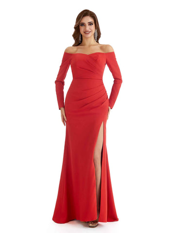 Long Sleeve Crepe Dress-Mauve