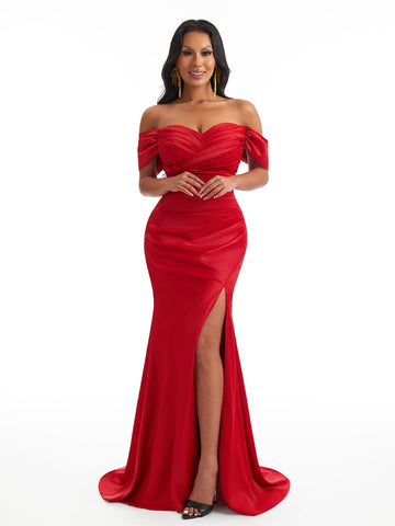 Lirianne Off The Shoulder Satin Dress