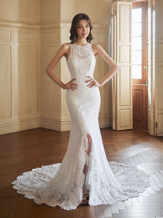 Lydian Halter Lace Wedding Dresses