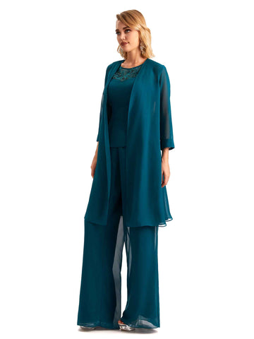 Pant Suits Chiffon Dress-Candy Pink