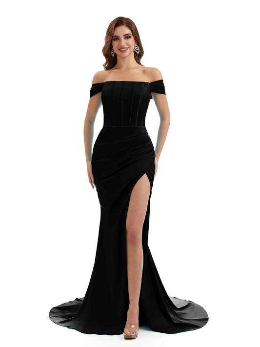 Keysha Off The Shoulder Satin Dress Black