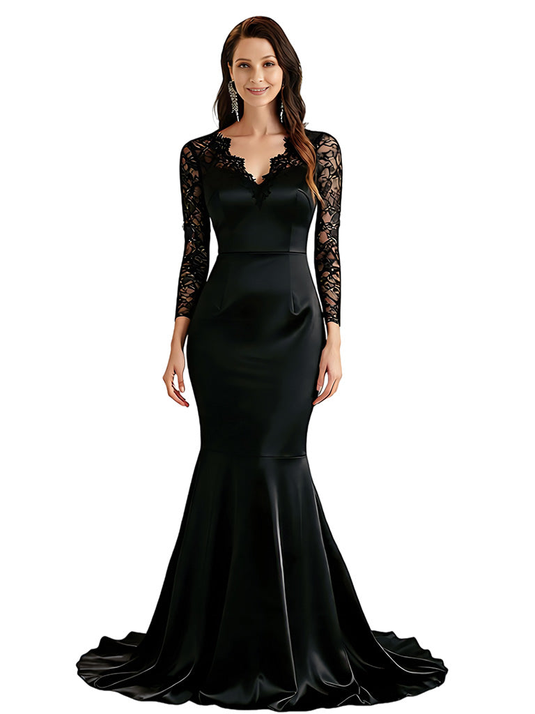 Qbail V-neck Long Sleeves Chiffon Dress