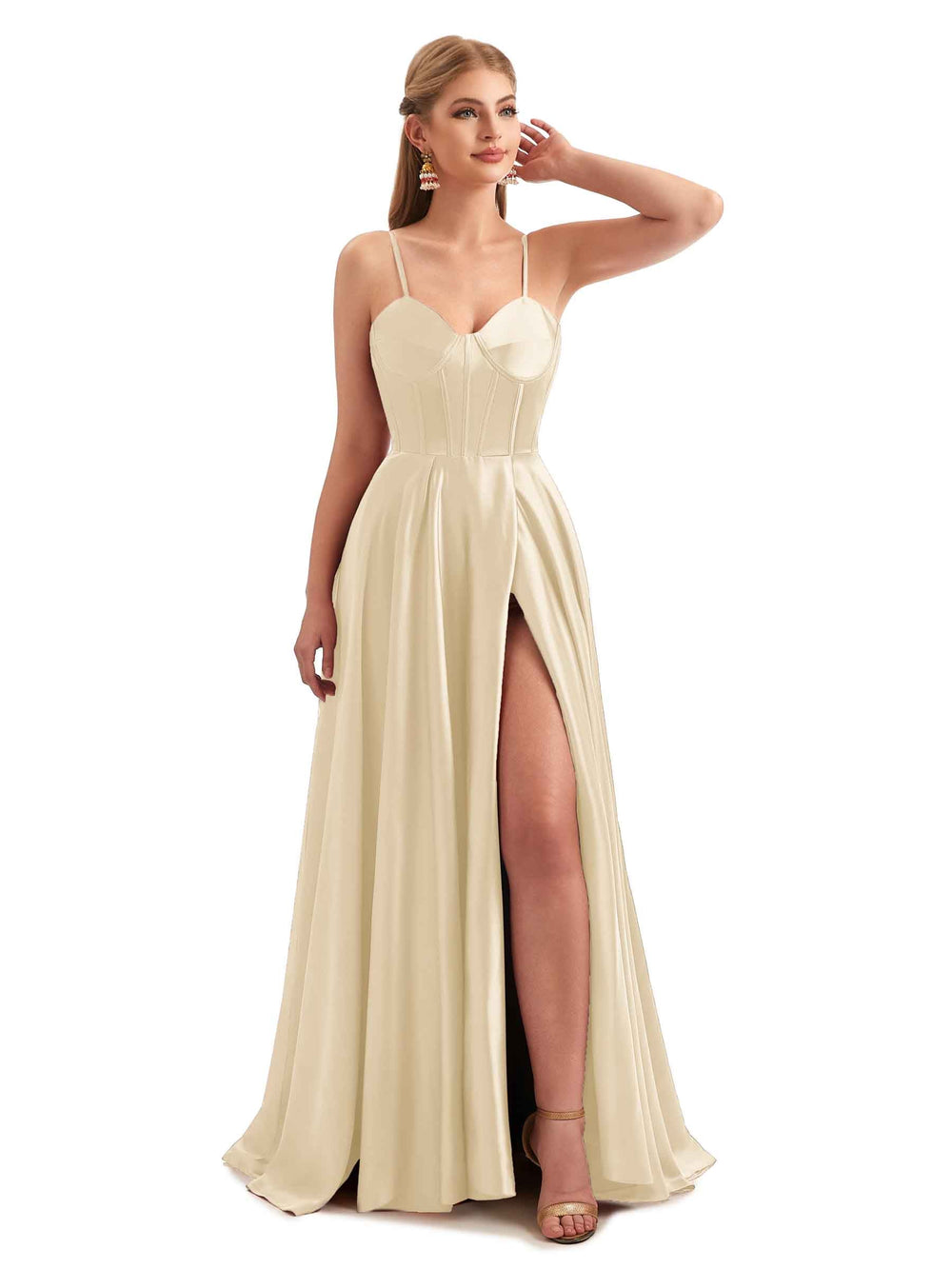 Okin Spring A-Line Satin Dress