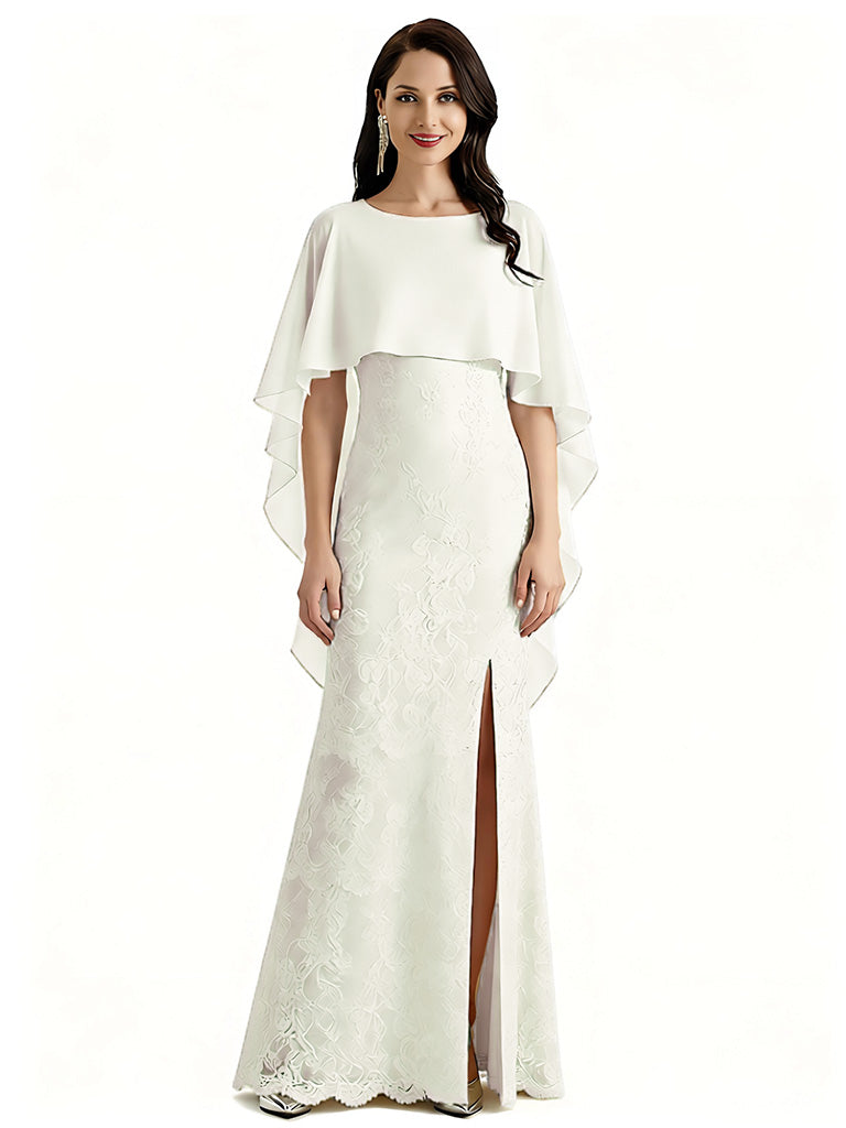 Qxixy Scoop Short Sleeves Chiffon Dress