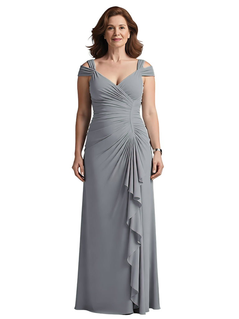 Qcomco Sleeveless Ruffles Chiffon Dress