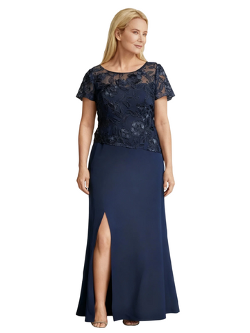 Hallie Plus Size Short Sleeves Lace Dress