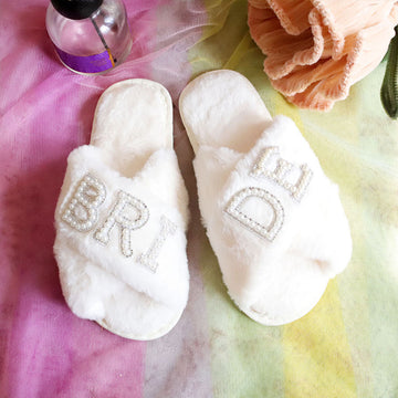 Cross Band Fuzzy Slippers