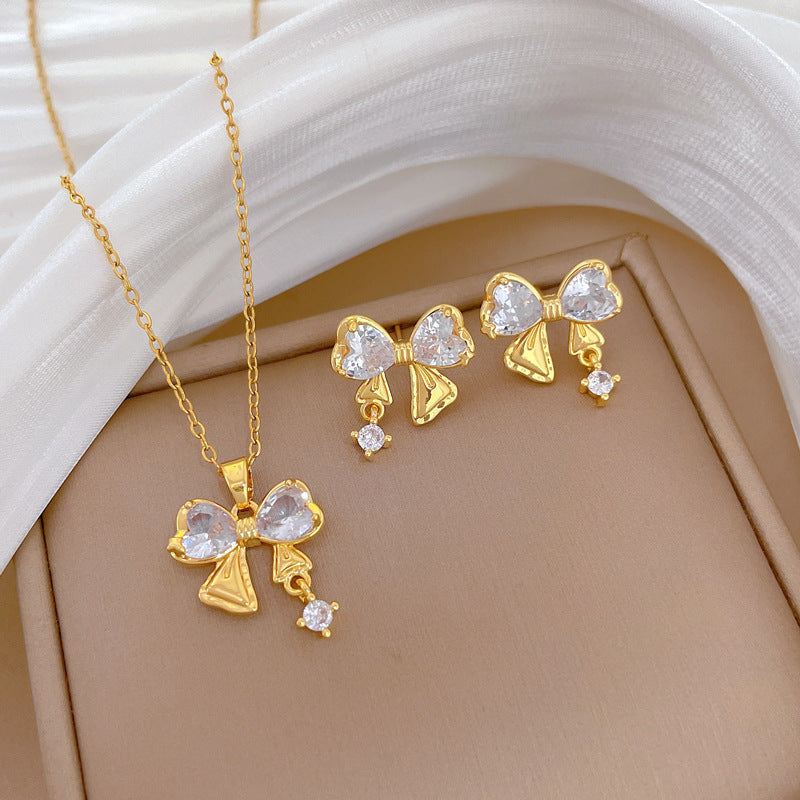 CN337 Flash Diamond Necklace Earring