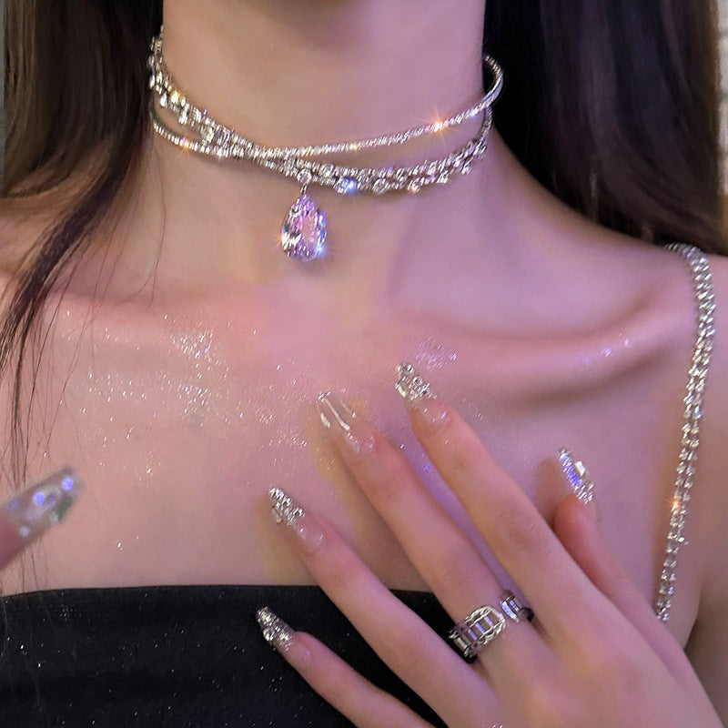 CN93 Flash Diamond Tassel Necklace