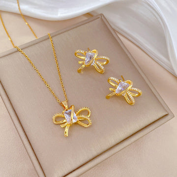 CN338 Diamond Tassel Necklace Earring