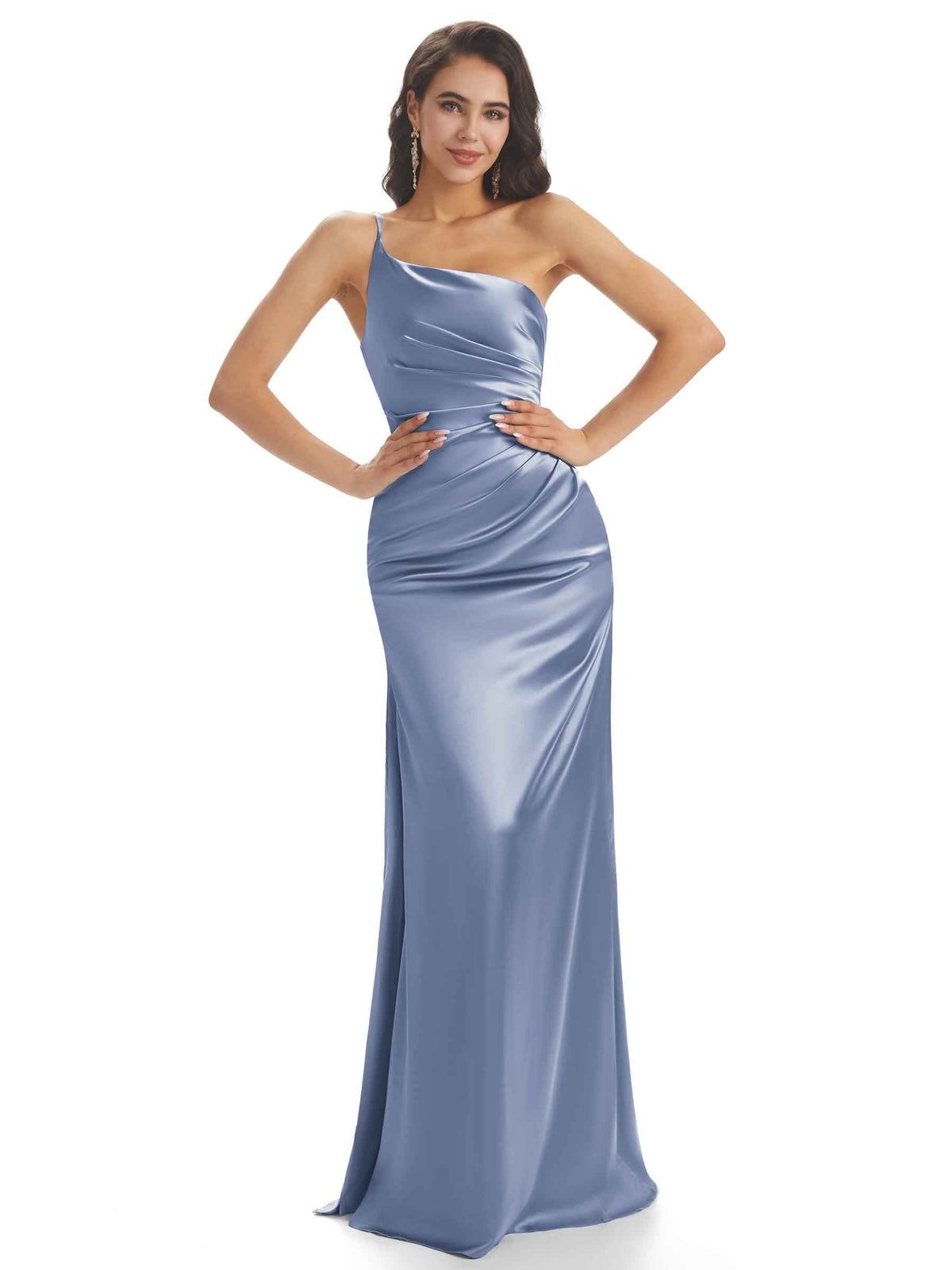 satin dusty blue bridesmaid dresses Dress making it a must Dusty Blue Bridesmaid Dress Matte