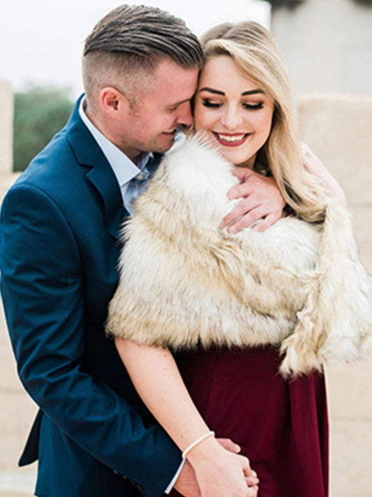 WLF Faux Fur Wrap Cape Shawl