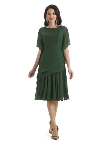 Desiree Knee Length Half Sleeves Chiffon Dress
