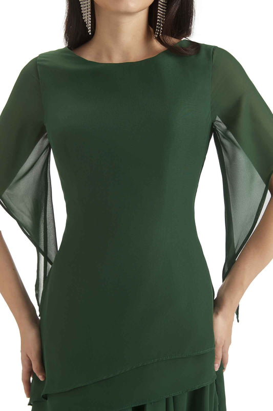 Knee Length Half Sleeves Chiffon Dress