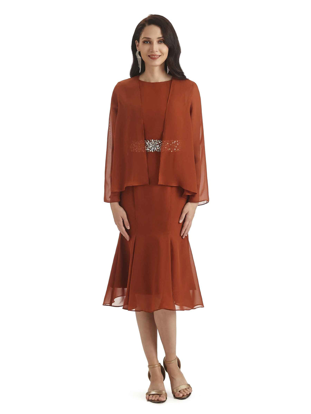 Almira Knee Length Short Chiffon Dress