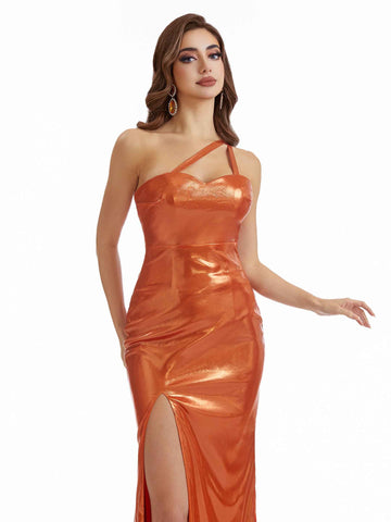 Metallic Stretch Shiny Dress-Purple
