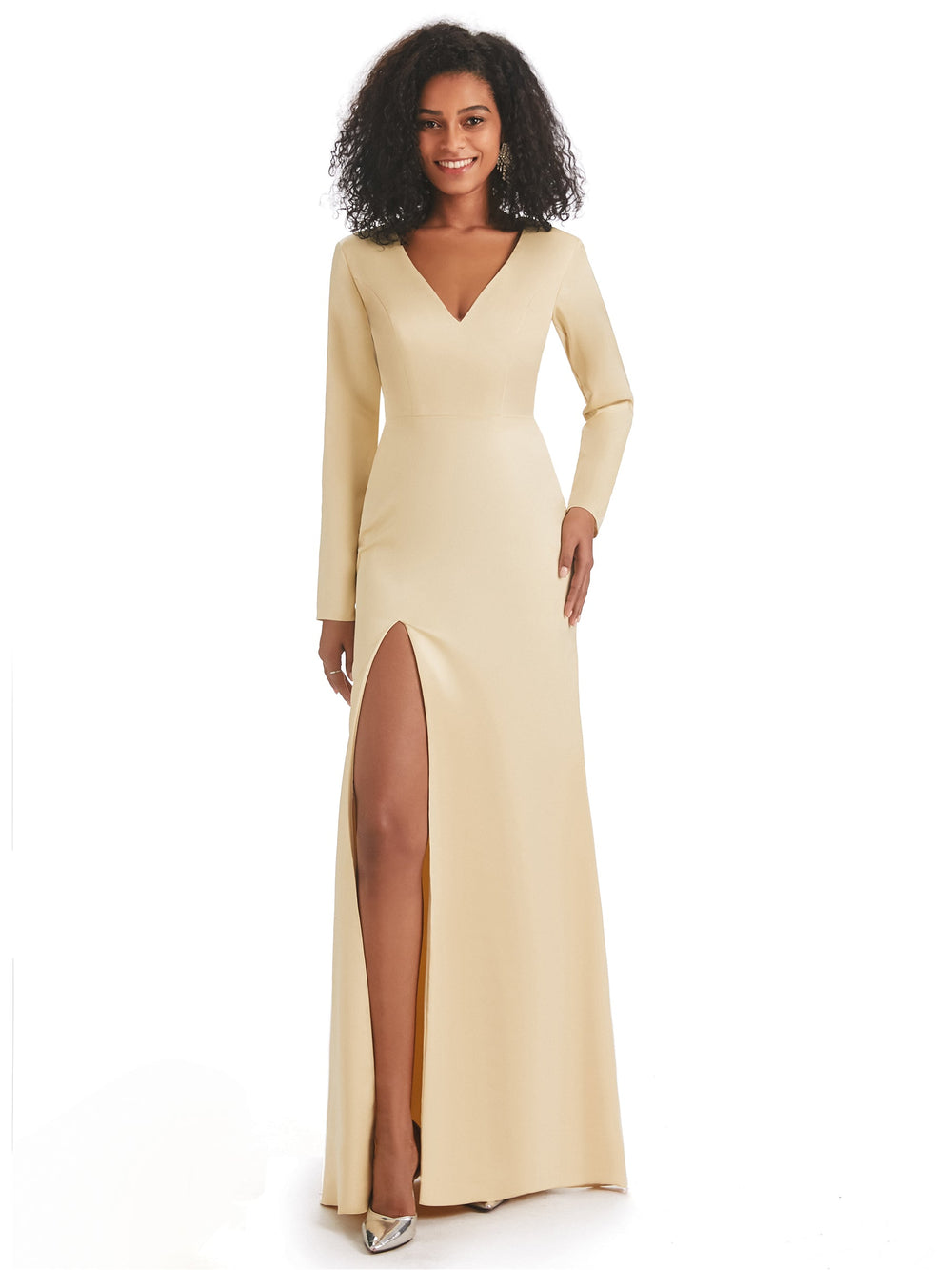 Bblythe Long Sleeves V-neck Chiffon Dress