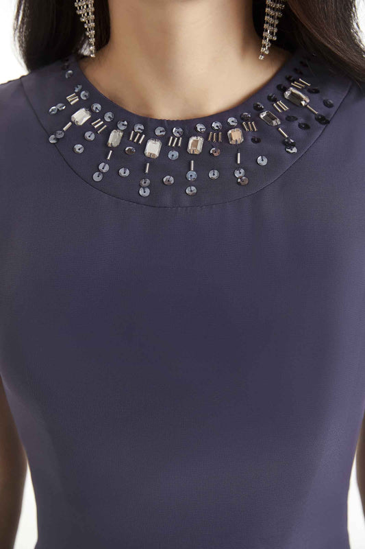 Knee Length Sleeveless Chiffon Dress