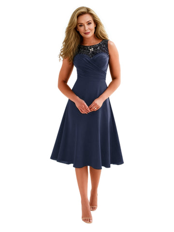 Blixley Knee-Length Jewel Chiffon Dress