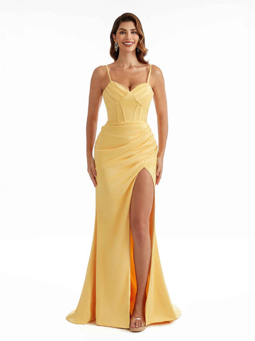 Charles Pleats Satin Dress