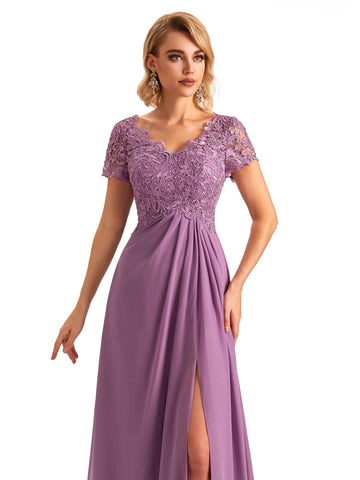Short Sleeves Chiffon Dress-Moss