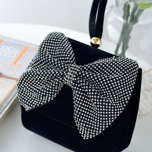 Bow Velvet Flip Cover Handbag