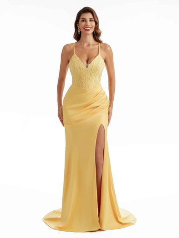 Abner Side Split Satin Dress