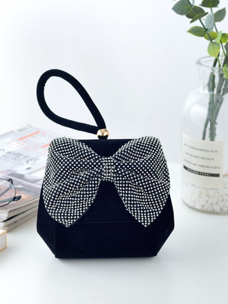 NDB Bow Velvet Flip Cover Handbag
