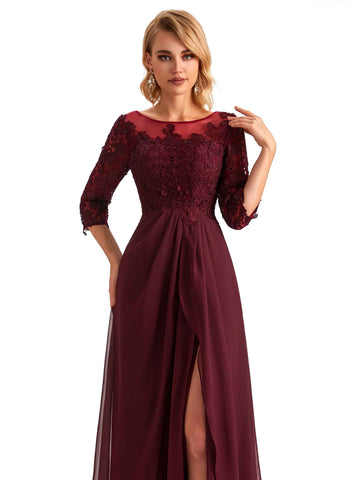 A-line Chiffon Dress-Burnt Orange