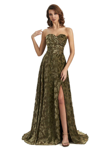 Hadyn Side Slit Floral Velvet Dress
