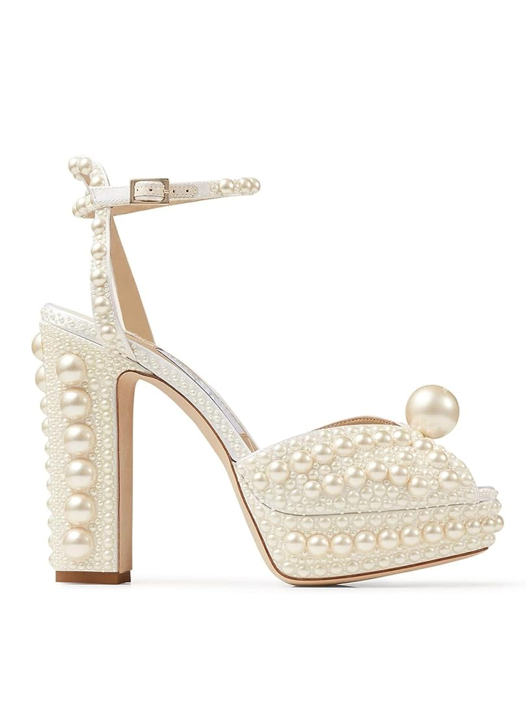 Open Toe Pearl Platform Heels