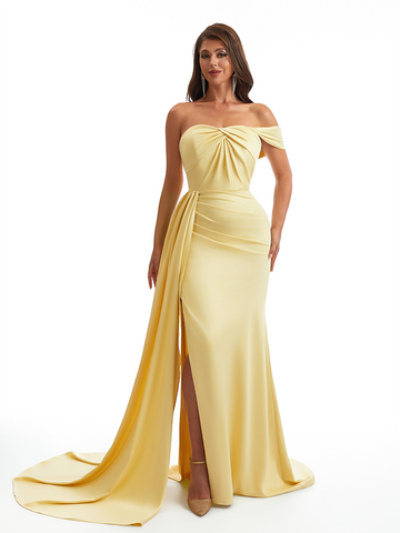 Gardiner Side Slit Satin Dress