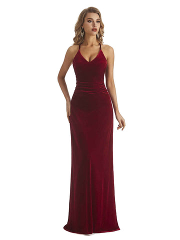 Amili Halter Velvet Dress