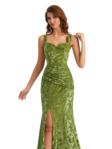Long Floral Velvet Dress-Dark Navy