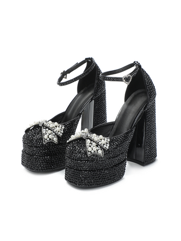 Chunky Pearl Platform Heels