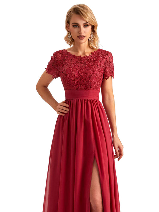 Short Sleeves Chiffon Dress-White